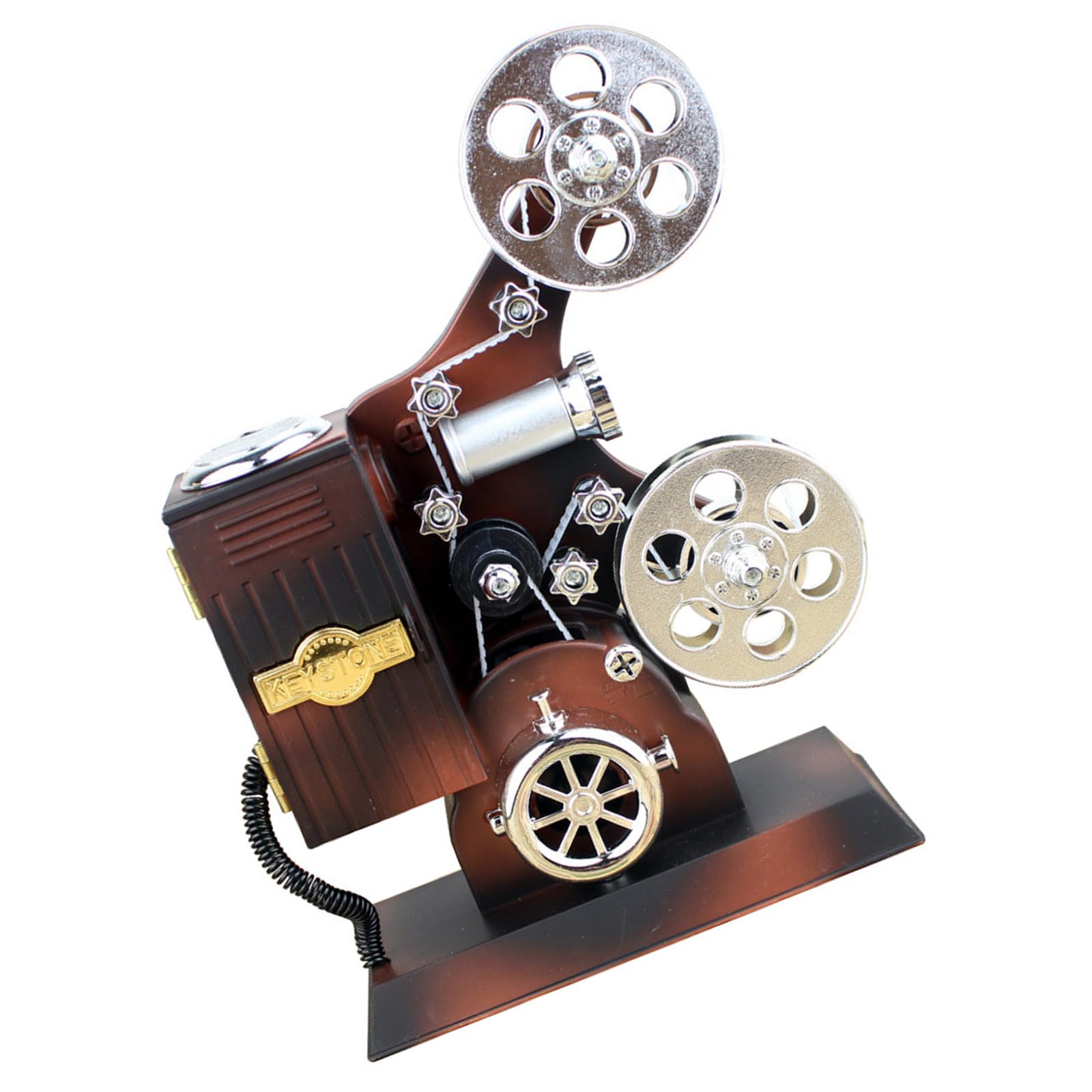 Hsioluted Mechanical Movie Projector Music Box, Hand Crank Vintage Design with Home Wedding Movie Projector Music Box