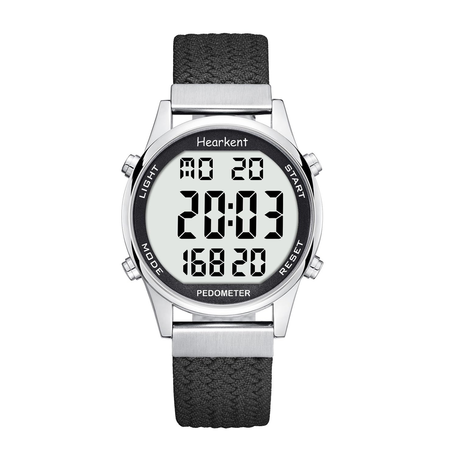 Hearkent Orologio contapassi pedometro da donna, goderti passi, chilometraggio, calorie, conto alla rovescia, sveglia e altre funzioni. Nessuna app, ricarica richiesta o bluetooth, 2401