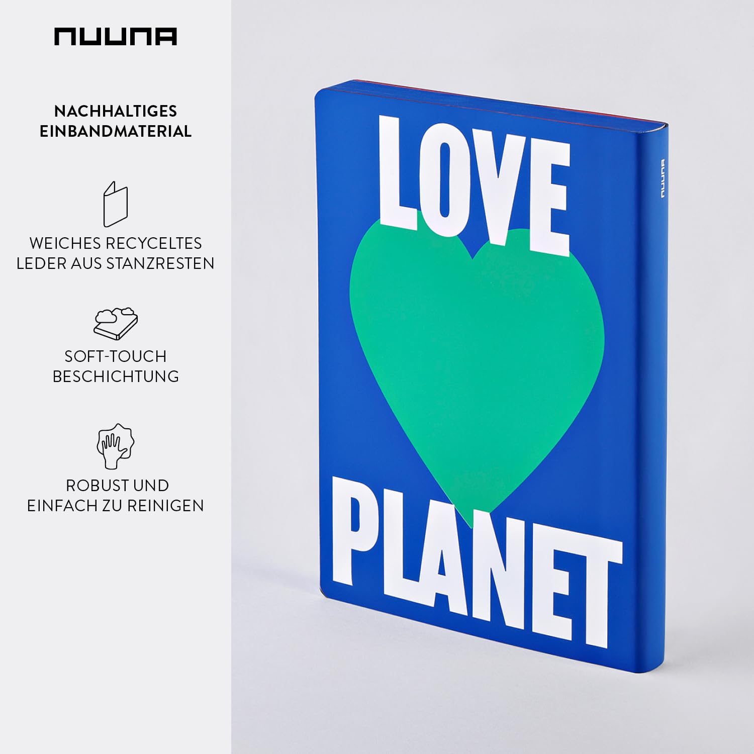 nuuna Inspiration Book M Notitieboek, A5, wolkblauw, gekleurde pagina's met motieven, 120 g, premium papieren jeanslabel, grijs, duurzaam geproduceerd in Duitsland