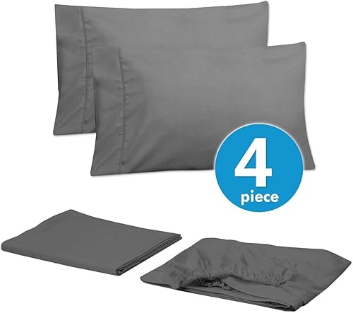 Miniatura 4 de Juego de sábanas de 4 piezas de 1,500 hilos de microfibra de cepillado fino con bolsillo profundo - 1 funda de almohada extra, paquete económico,