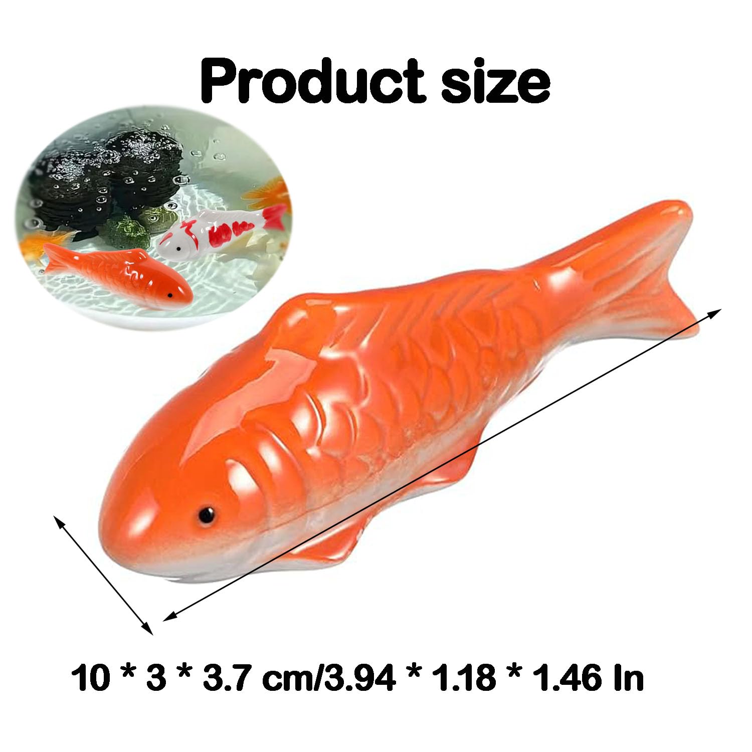 Lot De 2 Poissons Koï Flottants en Céramique - Décoration pour Bassin, Fontaine et Jardin