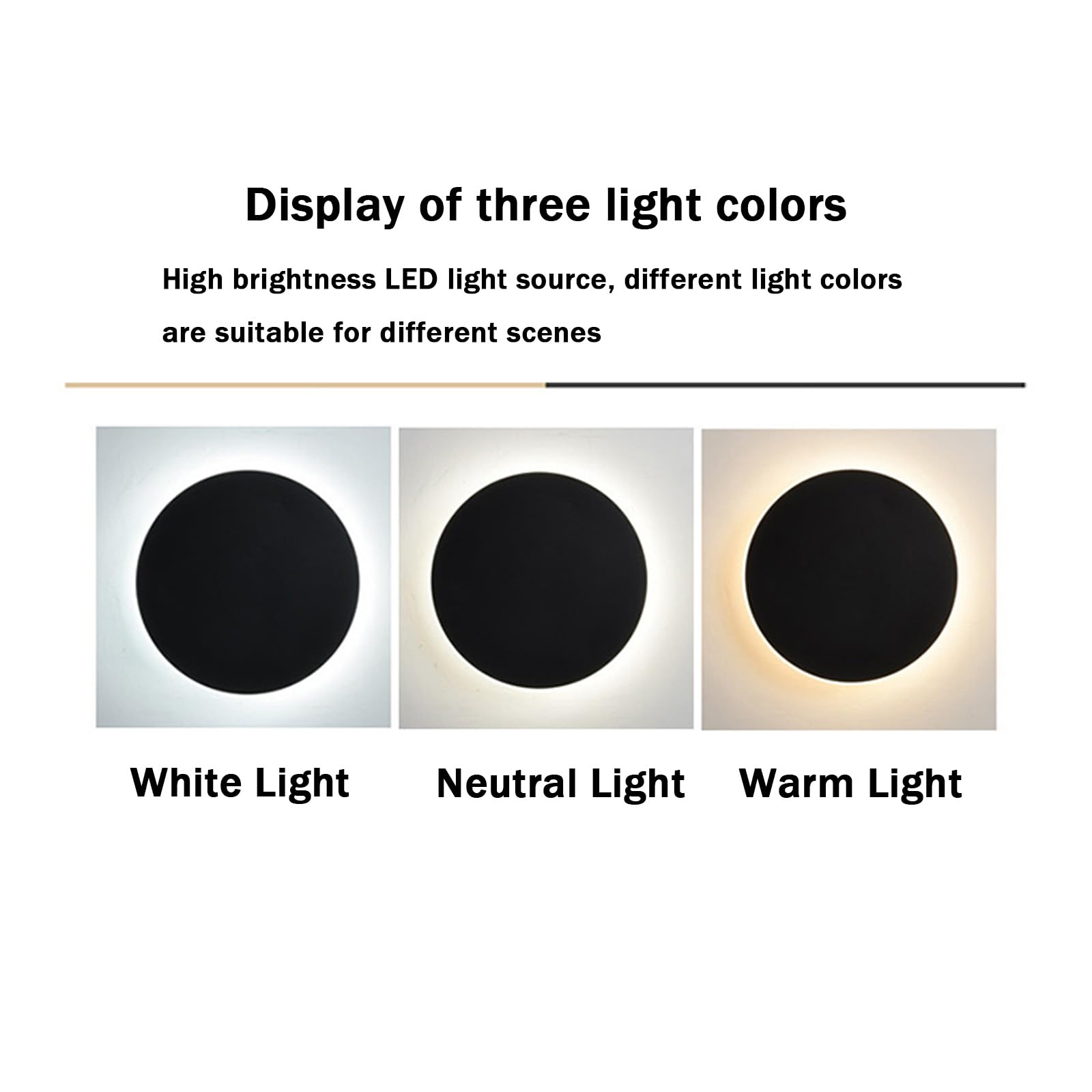 Nowoczesna lampa ścienna LED z przełącznikiem dotykowym, okrągła, minimalistyczna, dekoracyjna, 3000K/4000K/6000K, akryl/żelazo, na schody, korytarze, deski, werandę (13 cm, czarna, nowa