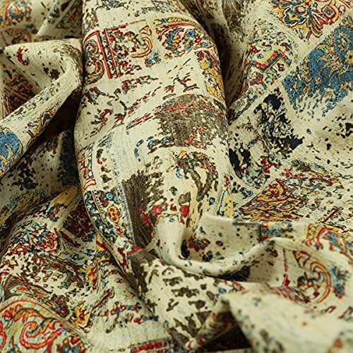 Modern Printed Velvet Orange Green Floral Patchwork Pattern Upholstery Fabric (10cm x 8cm Sample)