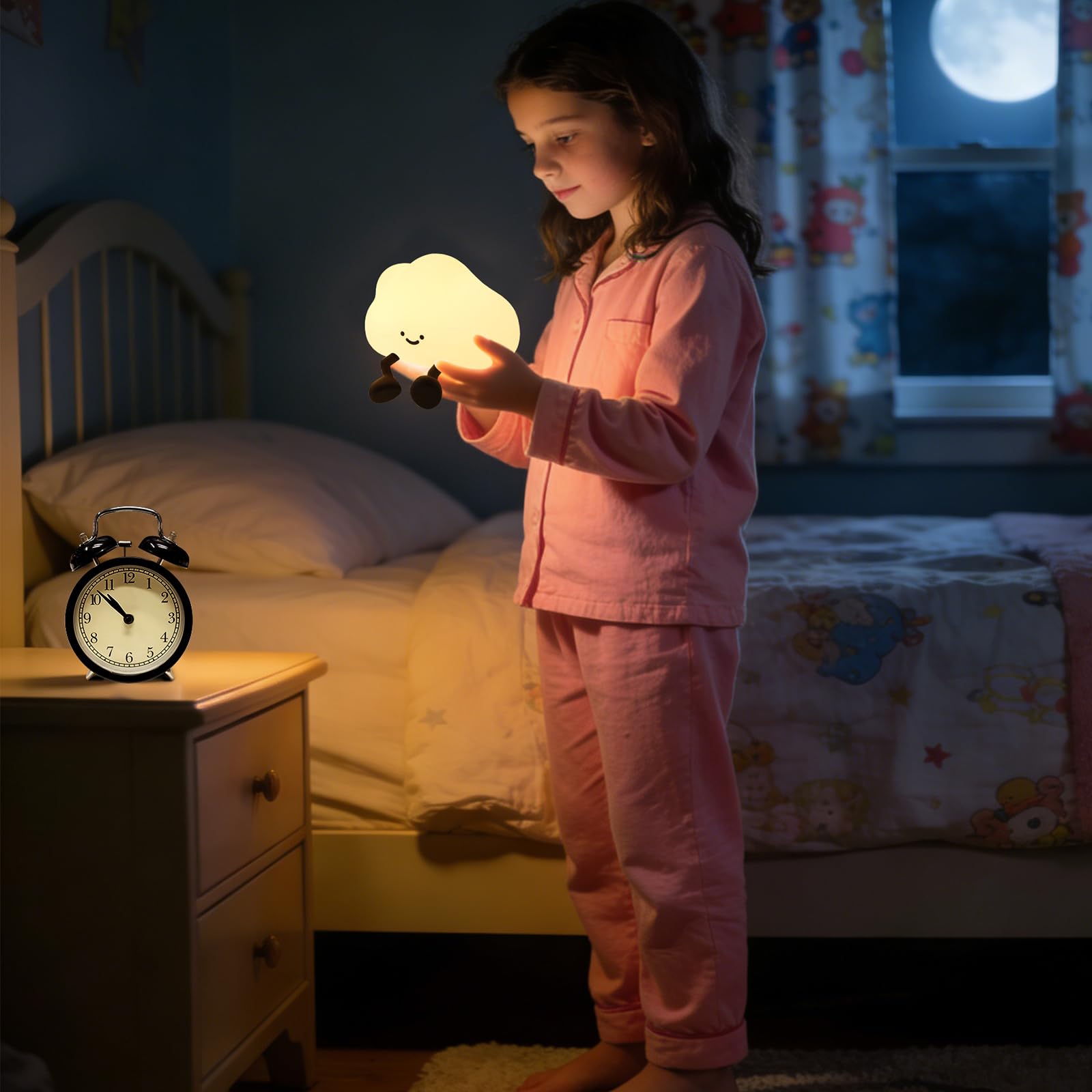 YISUN Luz nocturna de nube, bonita lámpara LED, lámpara blanda de silicona, recargable, luz nocturna para guardería con 3 niveles regulables, lámpara táctil para dormitorio, decoración de habitación