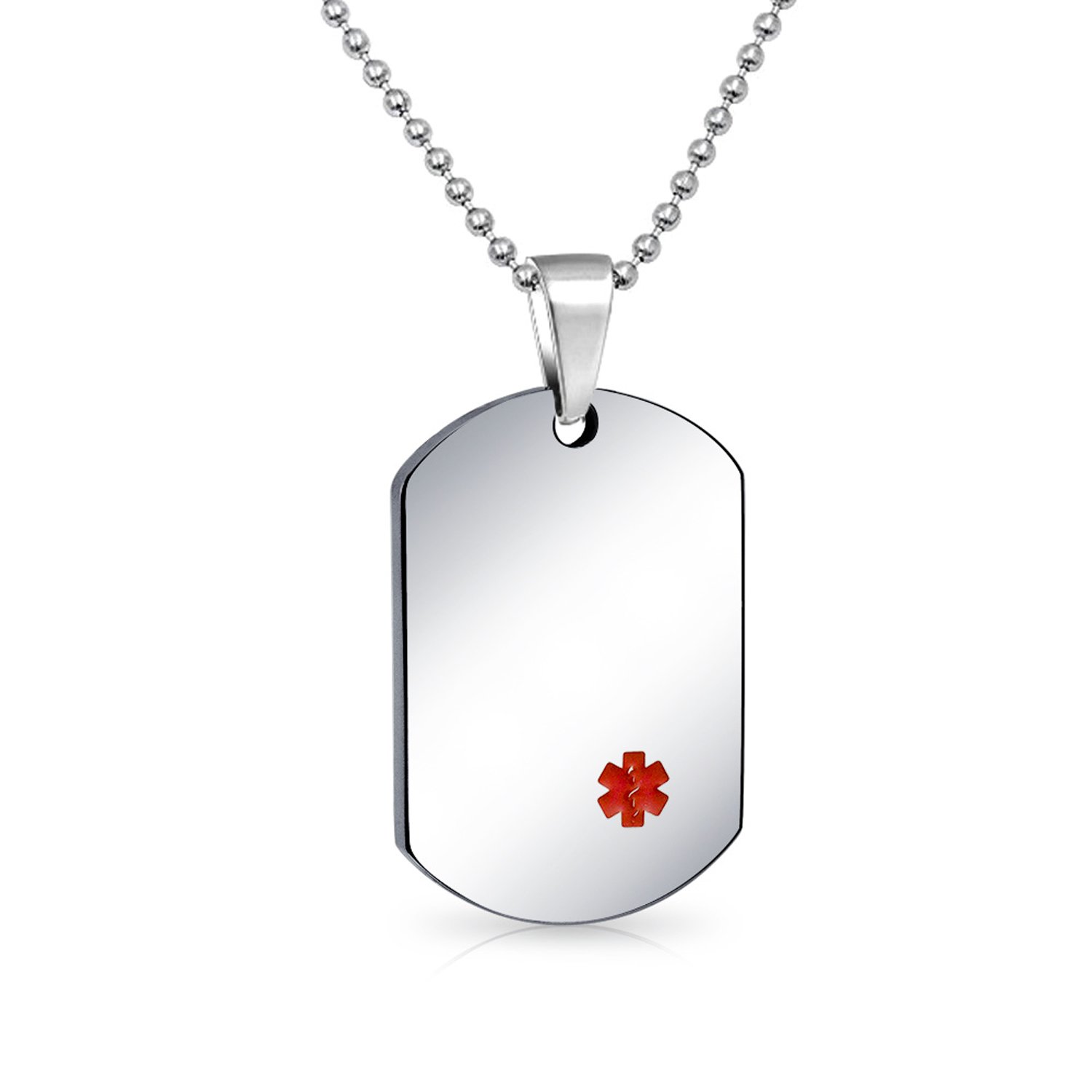 Collar de alerta médico personalizable tipo dog tag de acero para cuidar a sus seres queridos 8