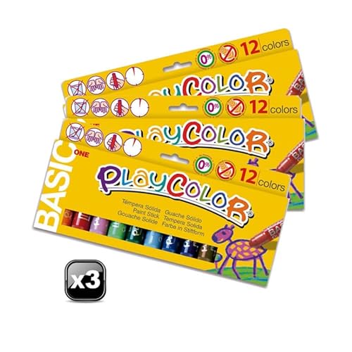 Pack XXL - Sticks de Peinture Gouache Solide 10g - Playcolor Basic One - 3x12 couleurs assorties Cover