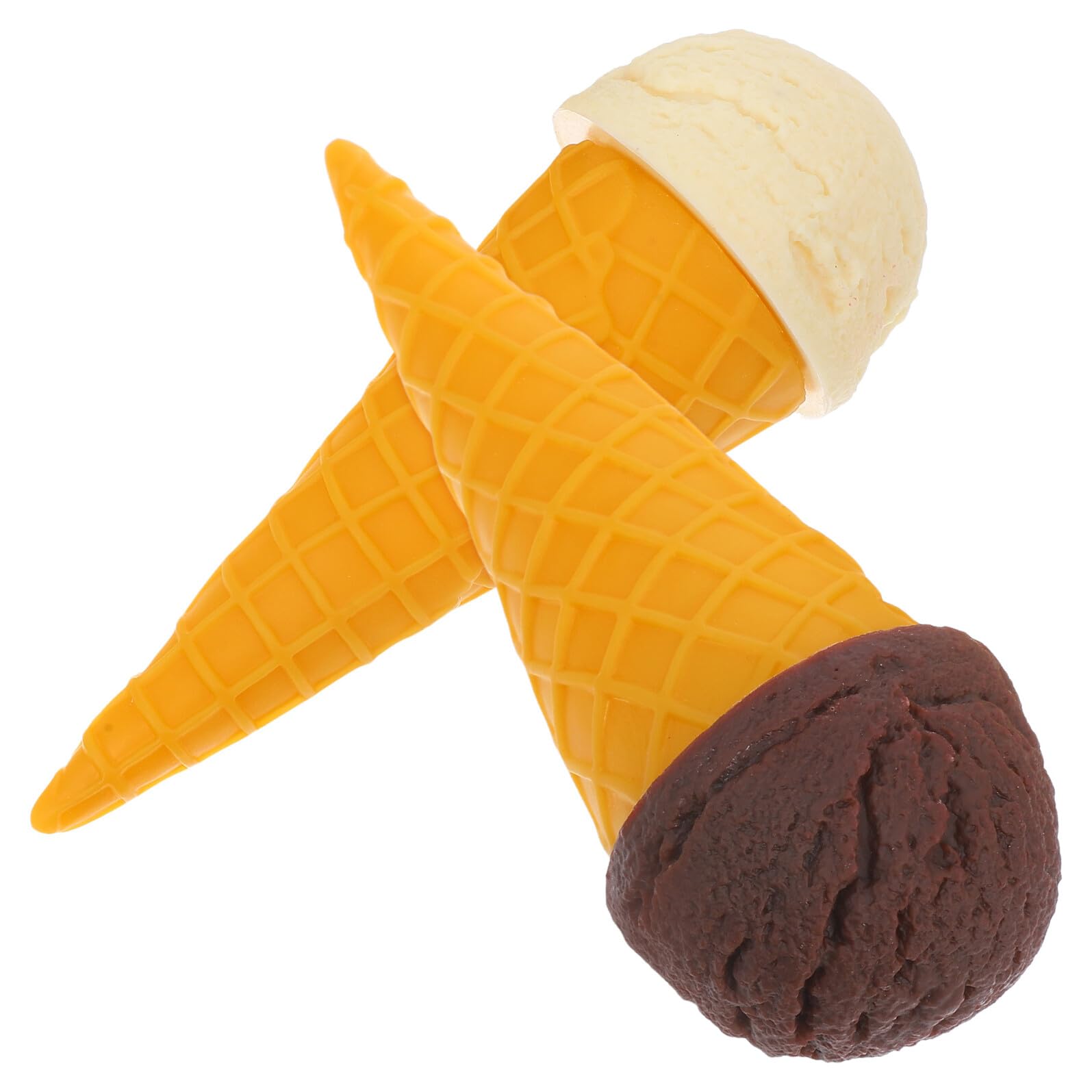 Veemoon 2pcs Lifelike Ice Cream Cone Props 5.7inch Artificial Cream Waffle Cones for Pretend Play Food Bakery Shop Display and Photography