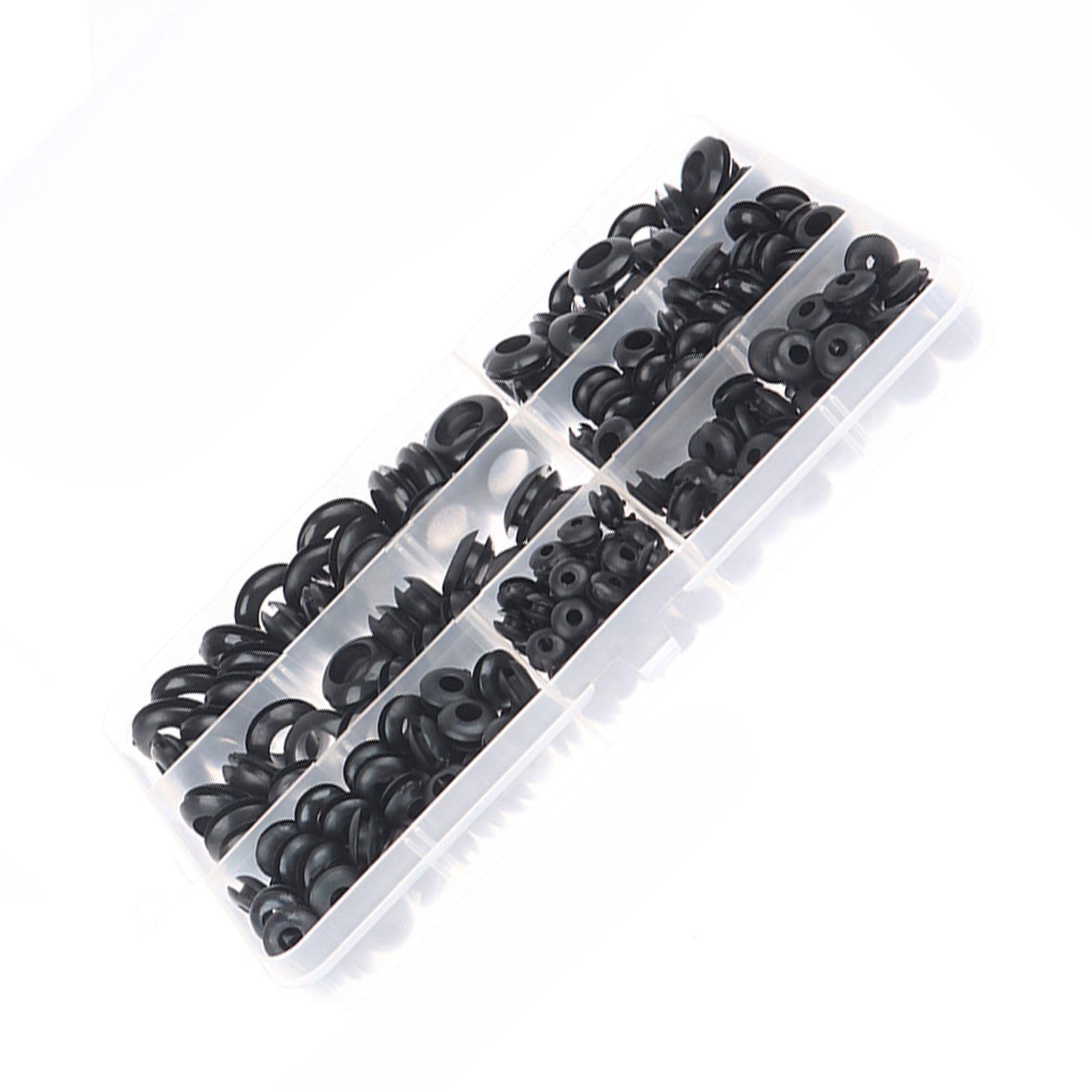 Hgenahgtf 260Pcs Rubber Grommet Hole Plug Assortment Rubber Grommet Kits Hole Gasket Rings For Wiring Repair Assortment Conductors Insulation Washers