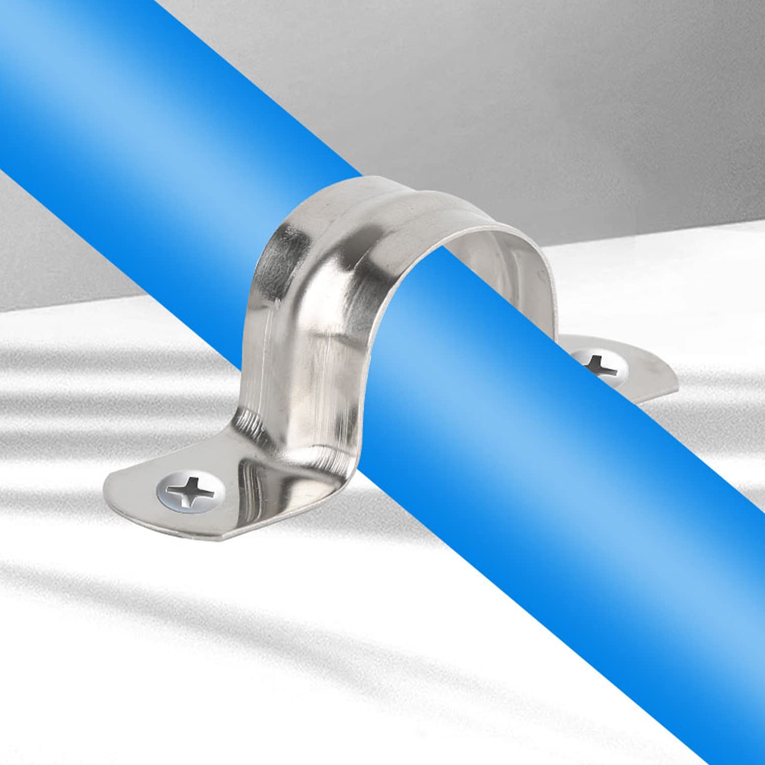 MroMax 10-Pack Stainless Steel Pipe Clamps - 12mm Rigid Tube Brackets With 2 Holes For Secure Plumbing & Installation