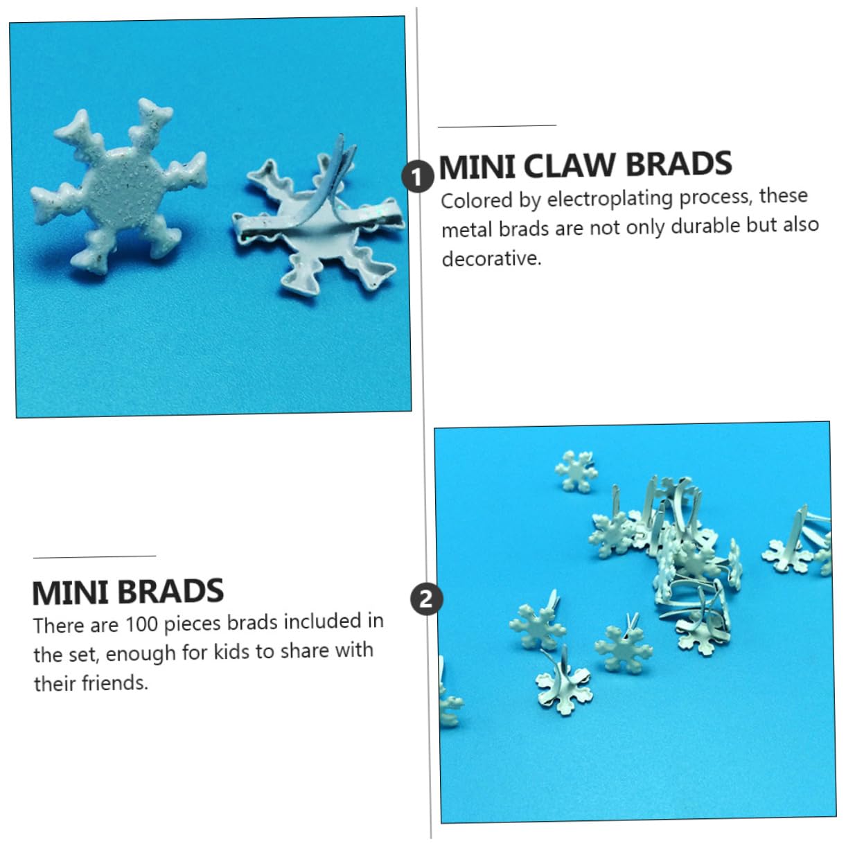 DIYEAH Lot de 100 attaches parisiennes en forme de flocon de neige pour dreadlocks en métal blanc