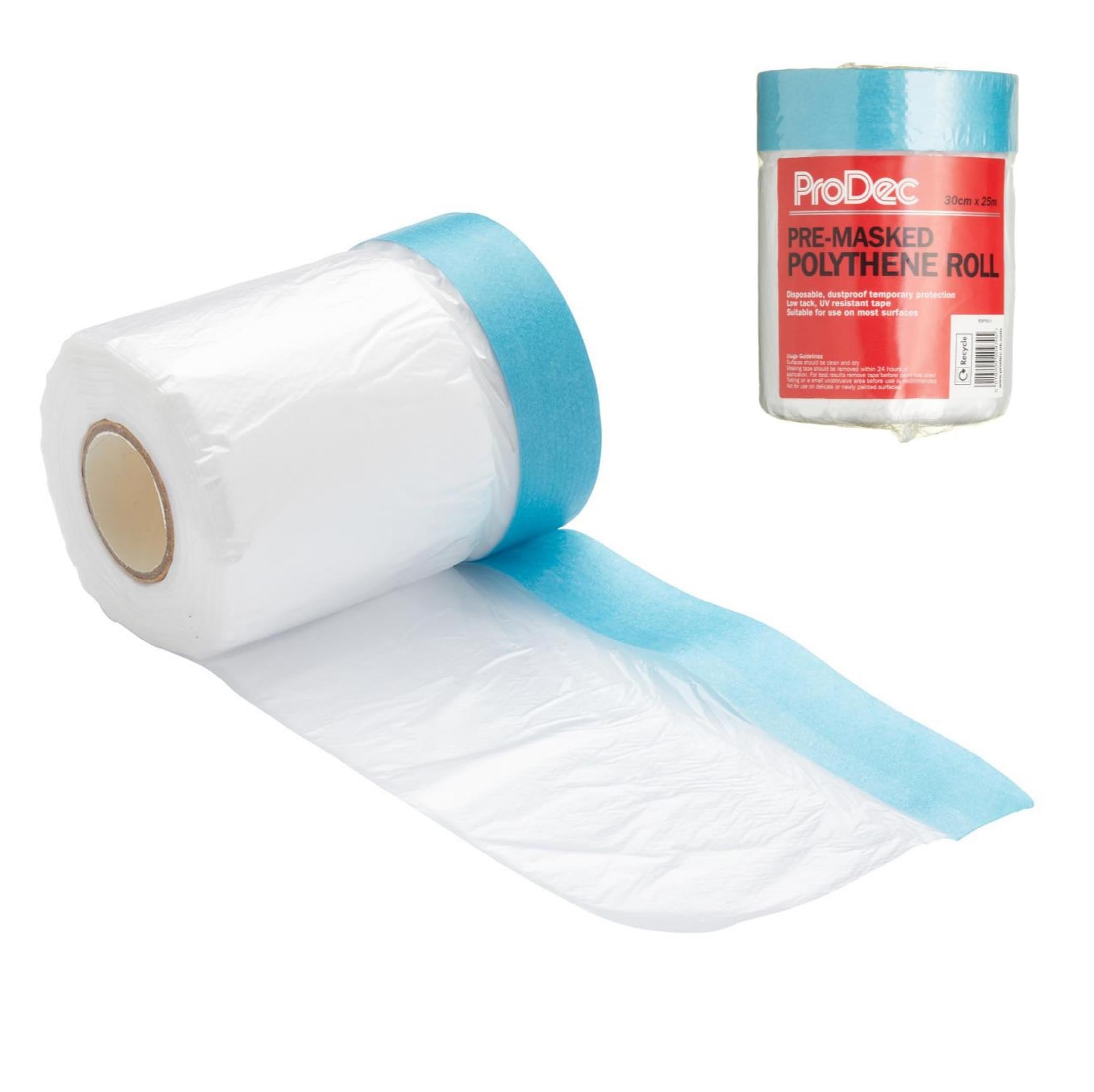 Prodec 30Cm X 25M Pre-Masked Polythene Dust Sheet RollDustproof And Waterproof Ideal For Covering from B&Q