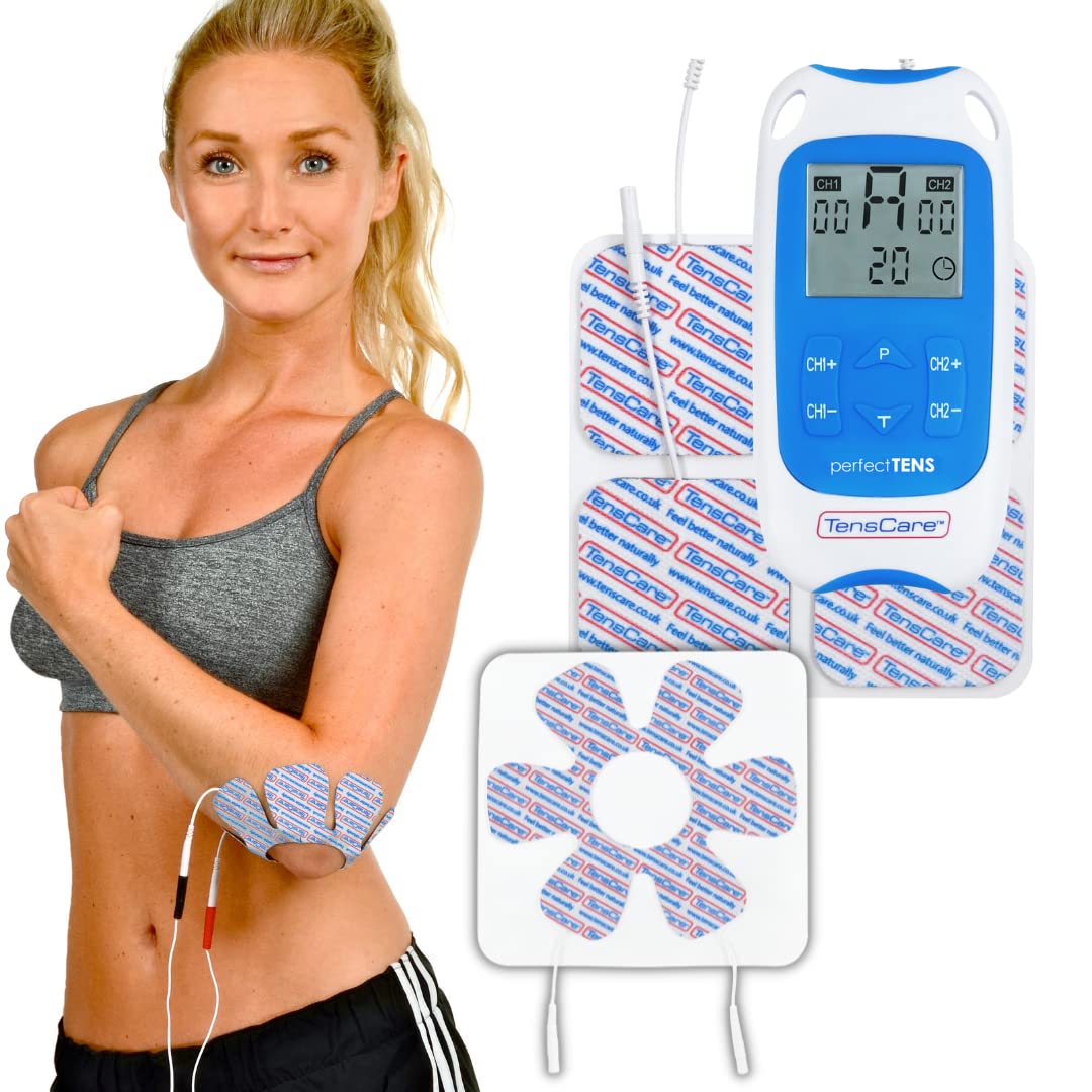 TensCare Perfect TENS - Dispositivo TENS con 16 elettrodi per sollievo dal dolore, programmi clinicamente testati per mal di schiena, artrite, dolore cronico, 2 canali