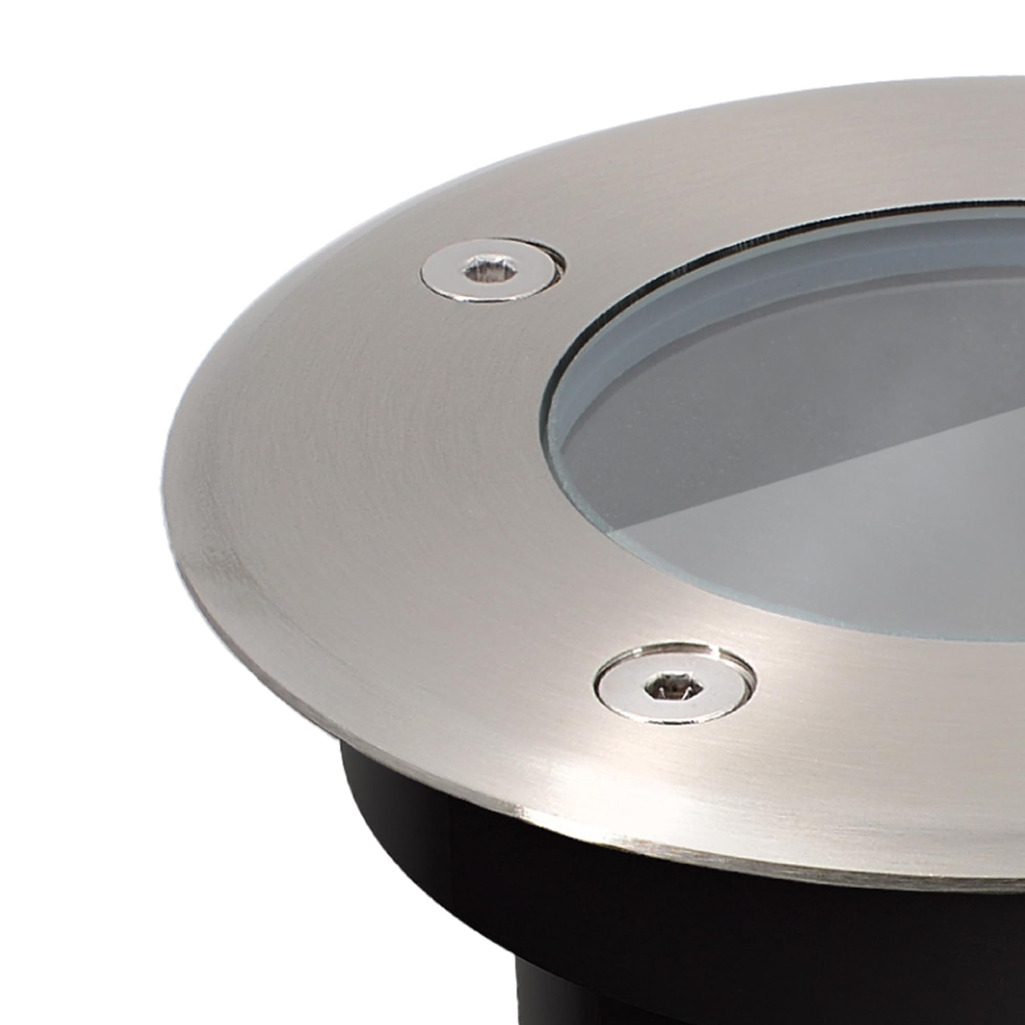 SSC-LUXon KALPA Bodenstrahler 6er Set silber rund IP67 GU10 2W warmweiß | Sechs befahrbare Bodenstrahler bis 2000kg - warmweiß, Edelstahl, reihenschaltbar für Wege & Terrasse, IP67, inkl. LED