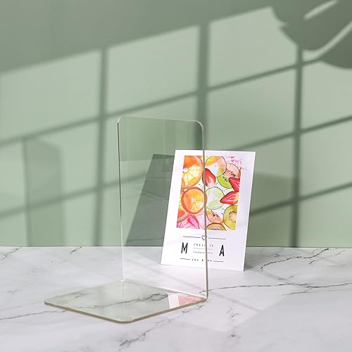 Miniatura 6 de Lulonpon 4 sujetalibros acrílicos, antideslizantes, sujetalibros transparentes para biblioteca escolar y organizador de escritorio, extremos de