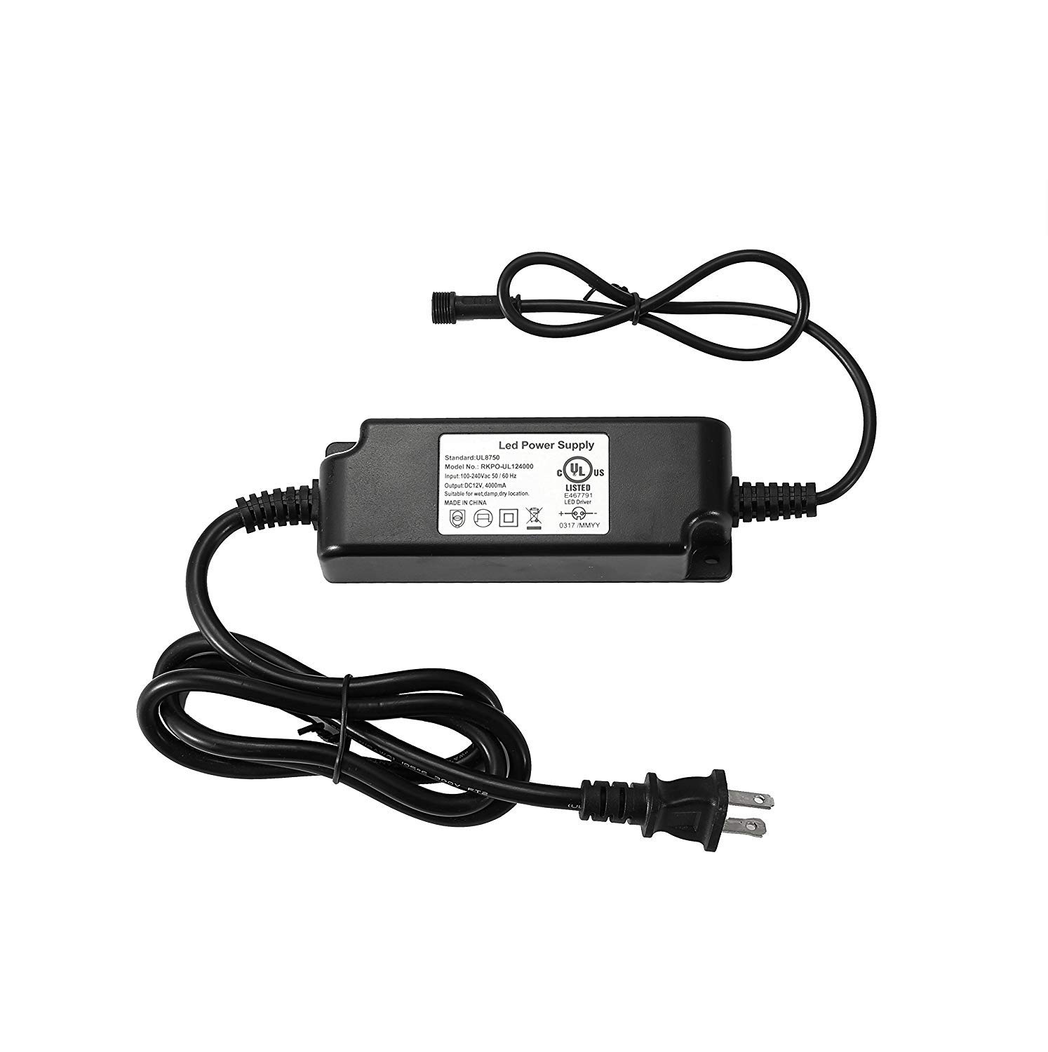 Sumaote Power Adapter, Transformer ETL Listed DC 12V 30W US Plug Power Supply for LED Deck Lights Kit
