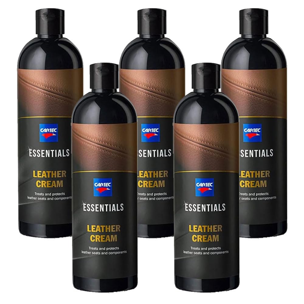 Generico CARTEC - Leather Cream Essential - Nutriente e Protettivo in Crema per Interni in Pelle Auto Ravvivante - 500ML - Kit PROMOZIONE 5 Pezzi