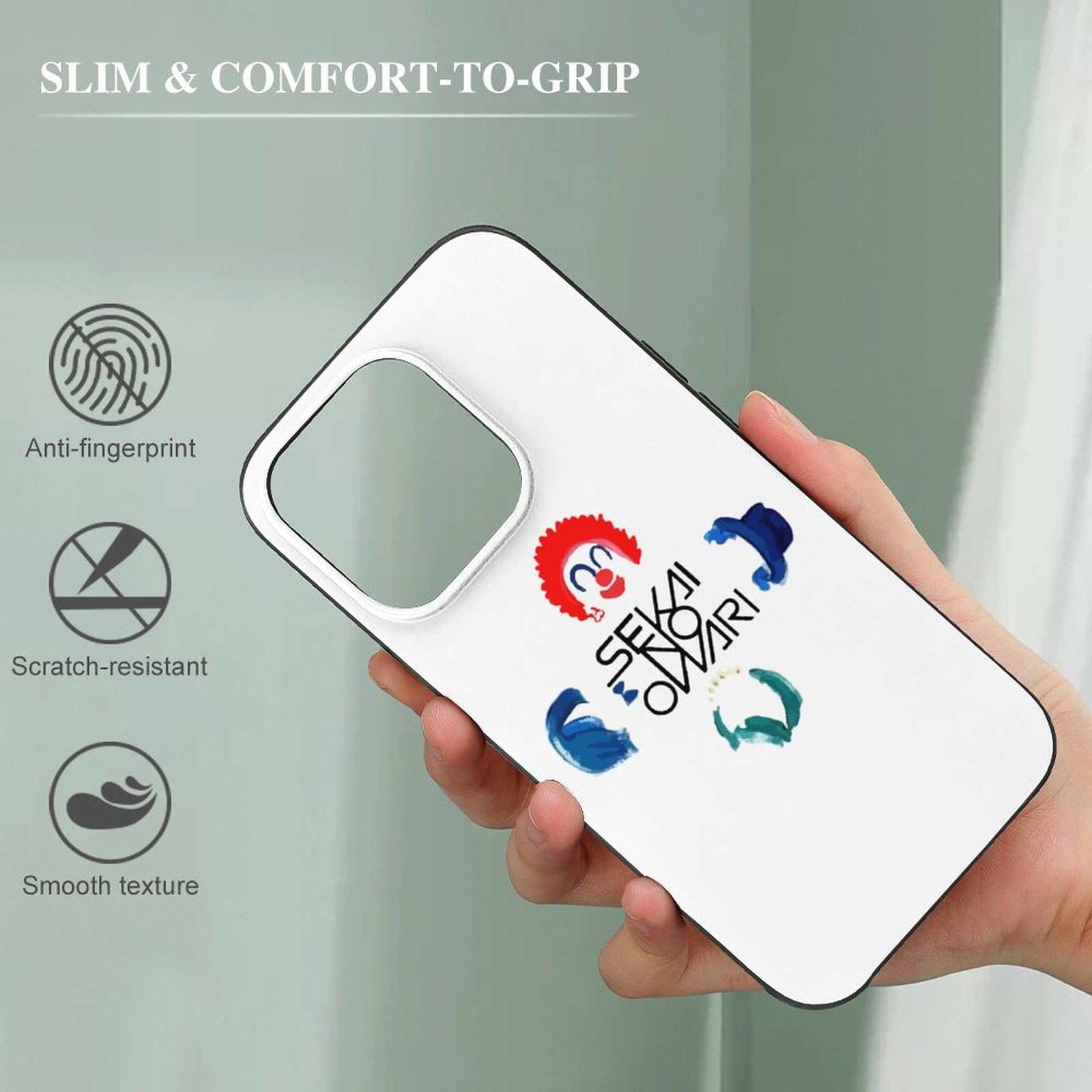 Custodia per iPhone 15 Pro, SEKAI NO OWARI, Fine del mondo, iPhone 15/15Plus/15Pro/15ProMax, custodia per iPhone 15 Pro, custodia per smartphone, anti-impronte, compatibile, antiurto, leggera