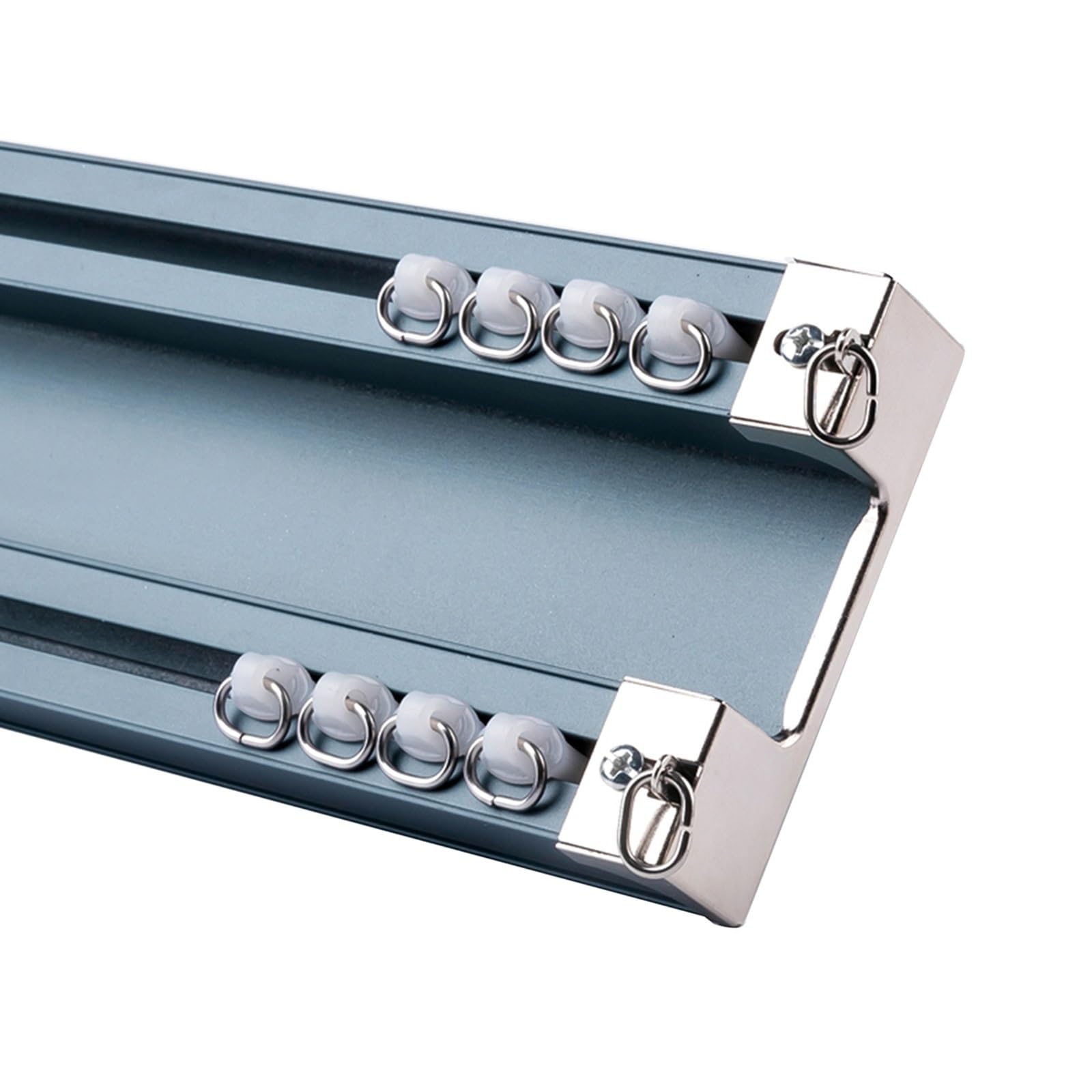 Heavy Duty Aluminium Double Ceiling Curtain Track, Ceiling Mounted Curtain Rail System for Room Divider, 1-6.0m Length Options, 4 Colours for Living Room, Bedroom and Office(Blue,2M/6.6ft/2*100CM)