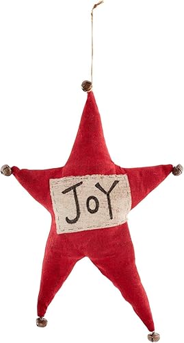 Mud Pie Joy - Percha con estrella de Navidad, color rojo, 17 1/4 pulgadas x 11 1/2 pulgadas