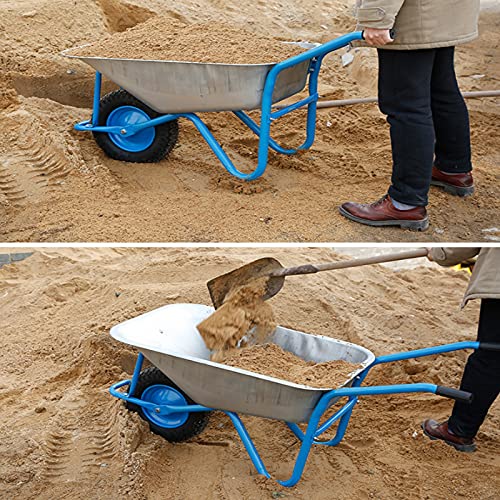 Brouette de jardin professionnelle galvanisée résistante aux crevaisons pour bricolage, extérieur et équitation