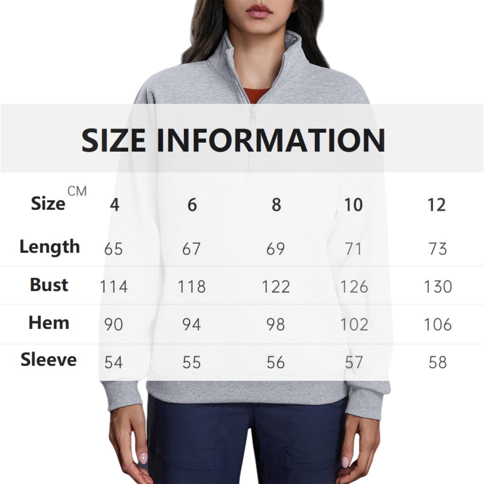 Generisch Damska bluza z zamkiem błyskawicznym i podszewką z bawełny polarowej, damska bluza oversize z zamkiem błyskawicznym na ćwiartki, moda jesienna