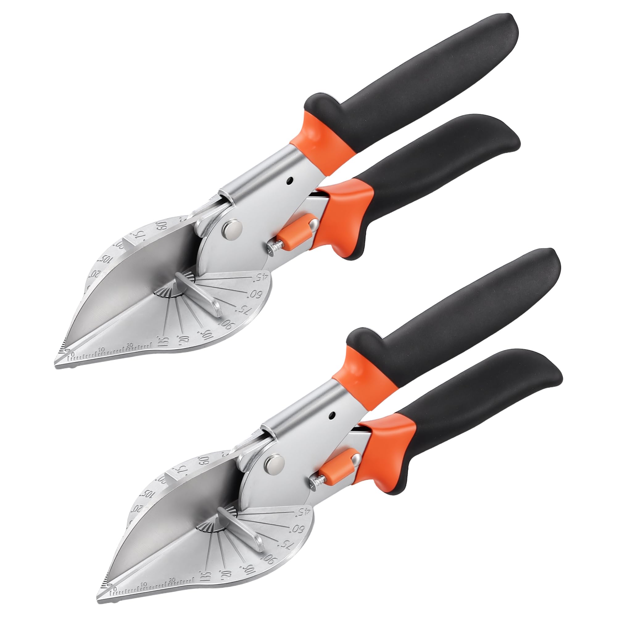 CHEUNGR 2PCS Multi Angle Miter Shears, 45 to 135 Degree Adjustable Angle Scissors with Safety Lock Trim Shears Tools for Cutting PVC Pipe, Wood Molding, Branch, Wire