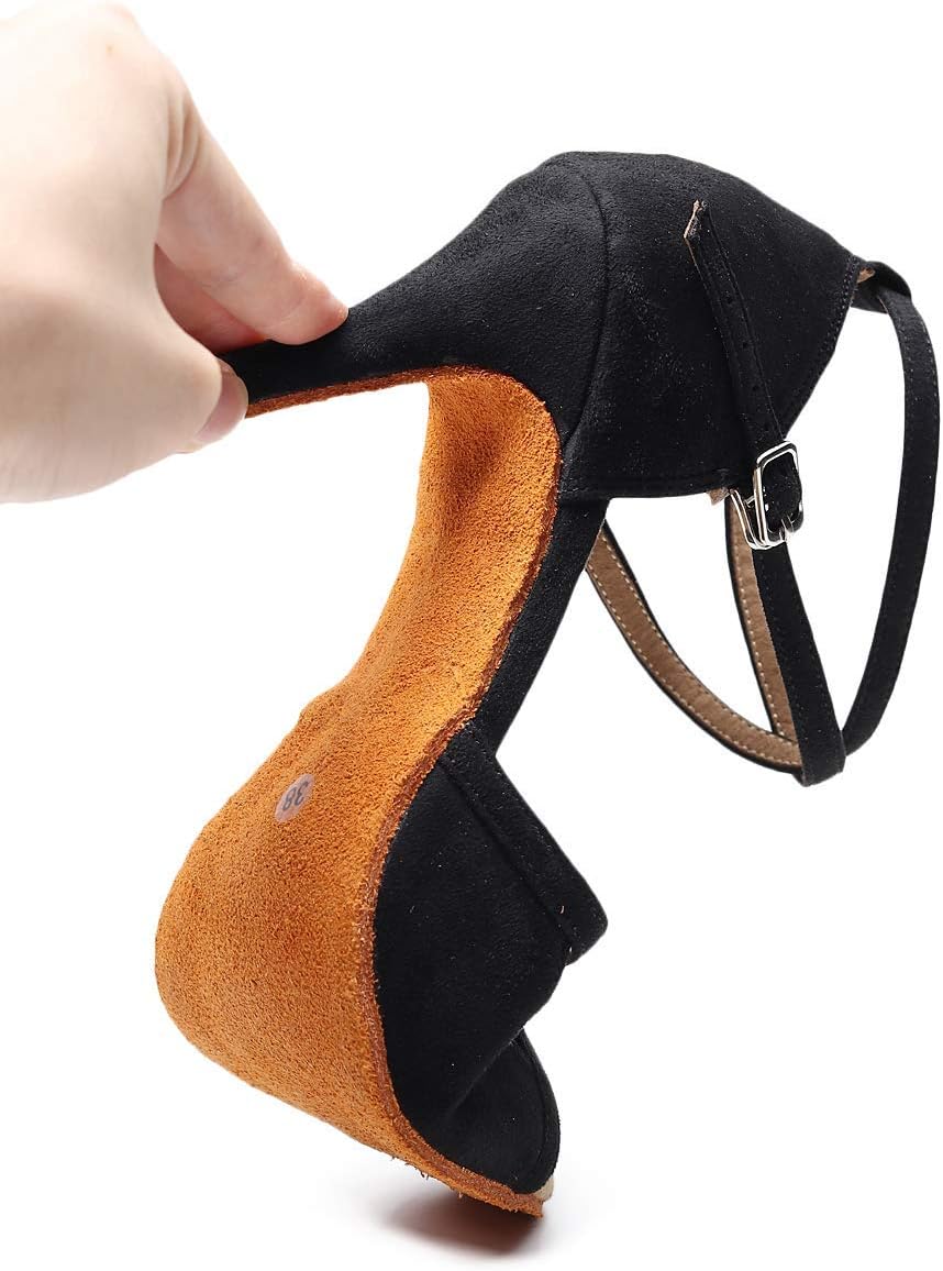 Women's Professional Latin Dance Shoes Satin Salsa Ballroom Wedding Dancing 3.3 inch Heel Height