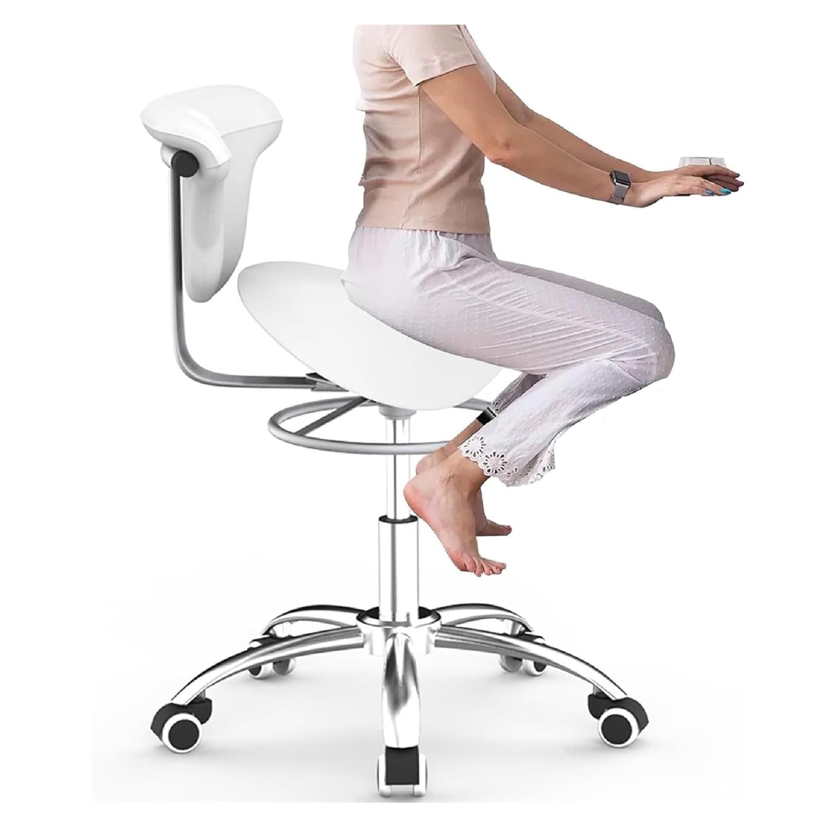 Silla de Montar Dental con Respaldo, Asiento rodante de Altura Ajustable, Mantiene la Postura erguida, Silla de Montar para Bares, Trabajo y Dibujo técnico (Negra).