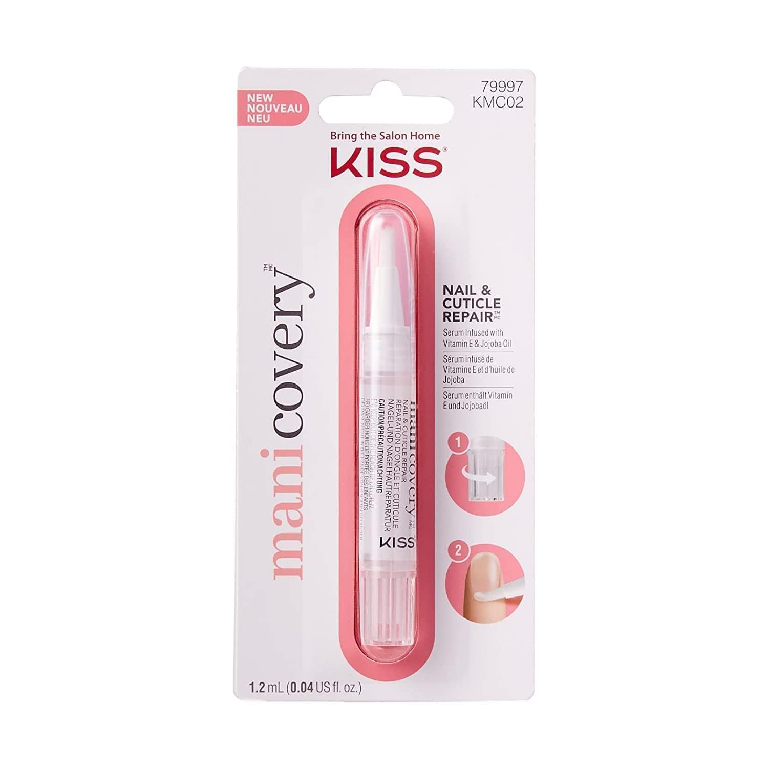 KISSManicovery Nail & Cuticle Repair Serum, Infused With Vitamin E, Almond Oil, Jojoba Oil, Brush-On Applicator, for Dry and Damaged Nails and Cuticles