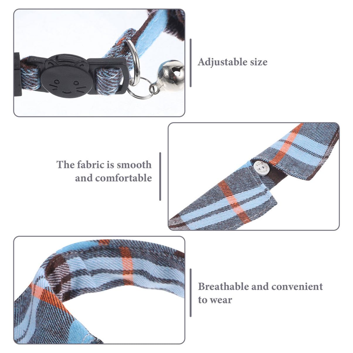POPETPOP 8pièces Collier pour Chat Réglable avec Clochette Et Nœud Décoratif Lot Carreaux pour Look Élégant Et Sécurisé