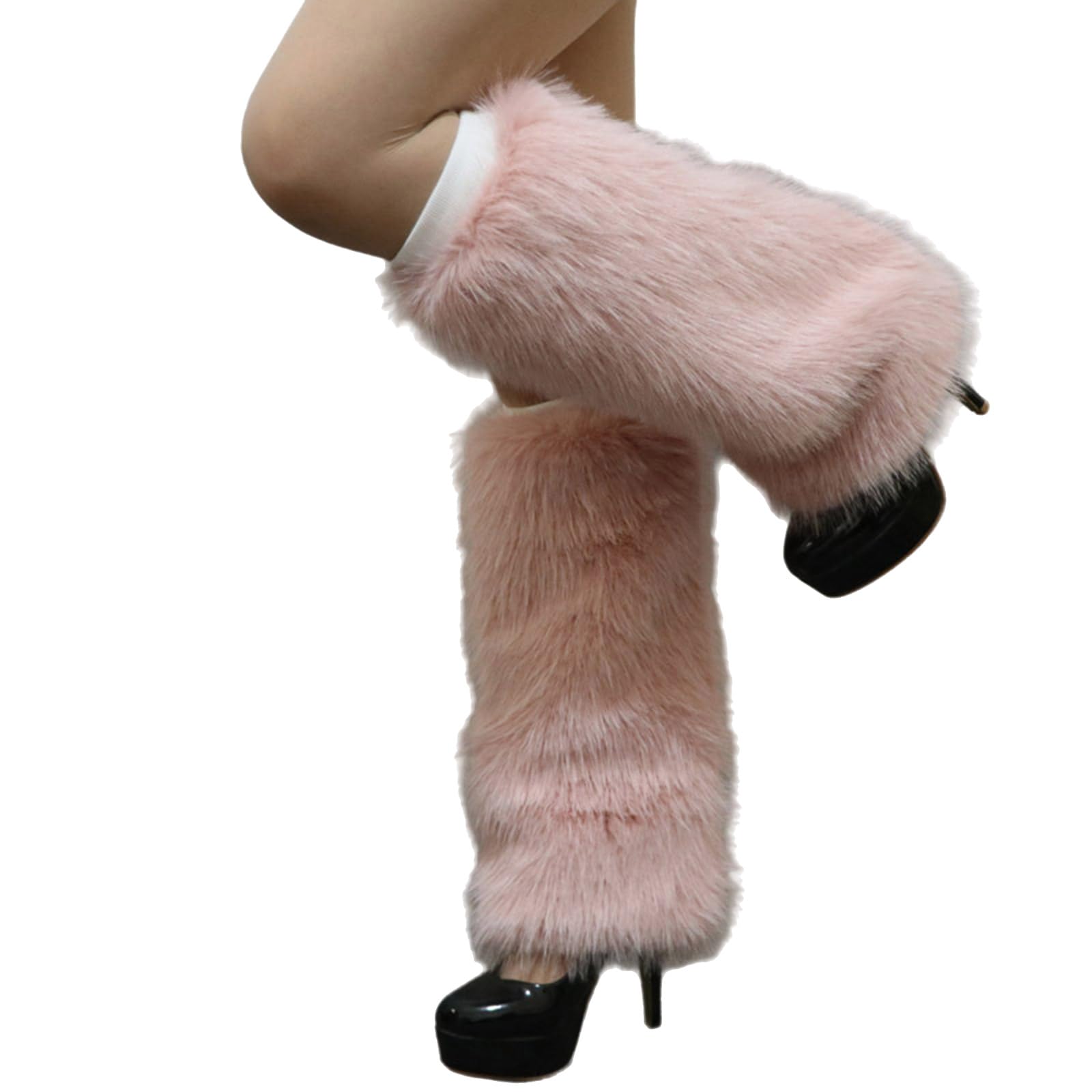 Maxtonser Plush Furry Leg Warmers for Women Cozy Winter Boot Toppers Cuffs Thermal Warm Fuzzy Foot Covers Footless Socks Gaiters