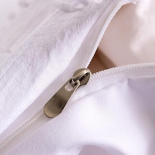 Miniatura 5 de Juego de edredón, juego de cama con diseño de mechones blancos, Boho King (102 x 90 pulgadas) Juego de edredón de cama ligero y mullido de 3 piezas