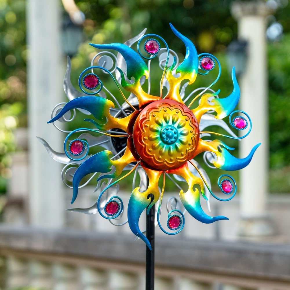 Wind Spinner Outdoor,Kinetic Metal Wind Spinner for Yard,Rustproof＆Waterproof Windmill,Wind Sculptures for Yard Decor 13 * 57 Inches