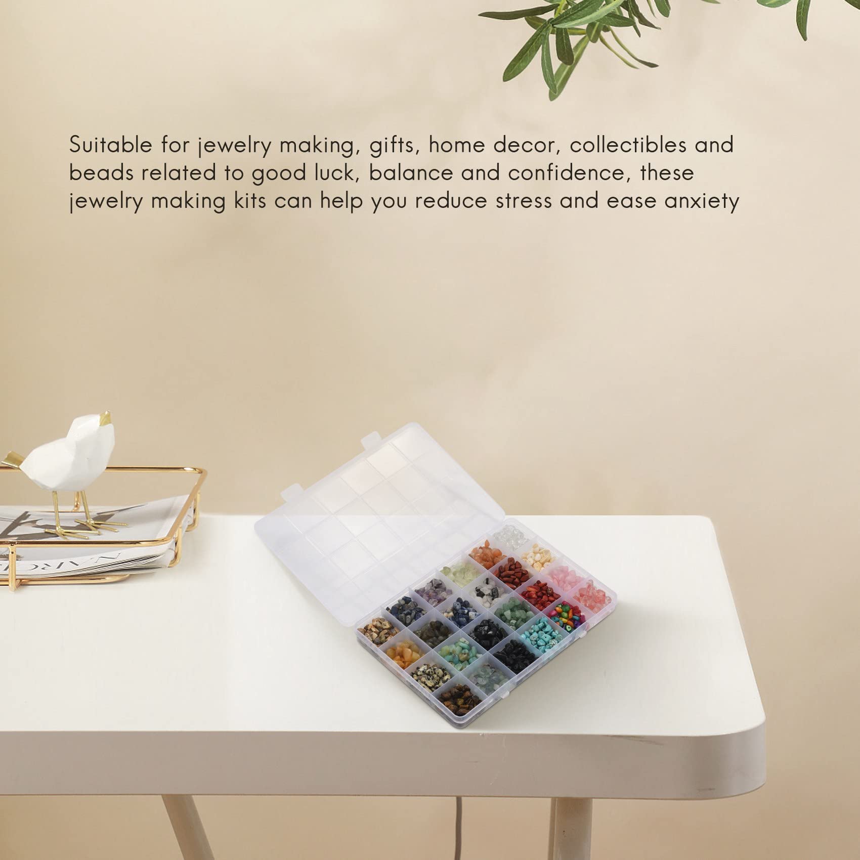 Barabesty 1323 Pcs Kit De Perles De Pierres PréCieuses IrréGulièRes Avec Perles Fermoirs De Homard Anneaux De Saut ÉLastiques Pour DIY De Fournitures