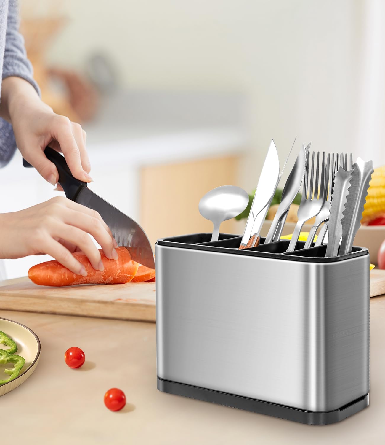 LPAOIS Range Couverts Pour Tiroir,Rangement Couverts Tiroir Cuisine,Range Couverts Ajustable 43,5 X 40 X 5 Cm,Rangement Couverts Pour Couverts, Cuillères,Fourchettes,Couteaux - Grand - Gris