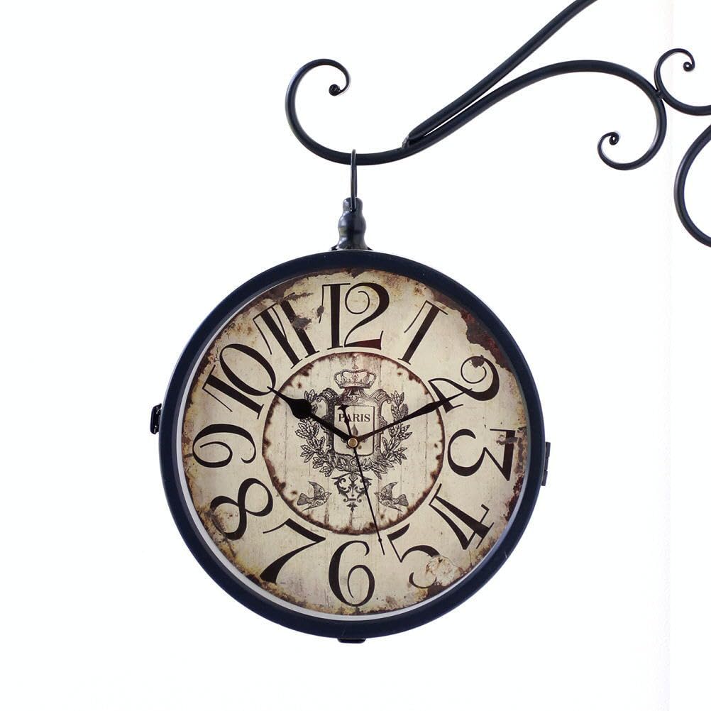 Amazon.co.jp: 両面時計 アンティーク 壁掛け 掛け時計 レトロ