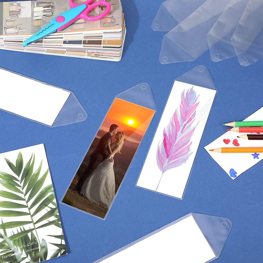 50 Transparente Lesezeichenhüllen Aus PVC, 18×5 Cm, Mit Loch – Zum Selbstgestalten Für Schule & Büro