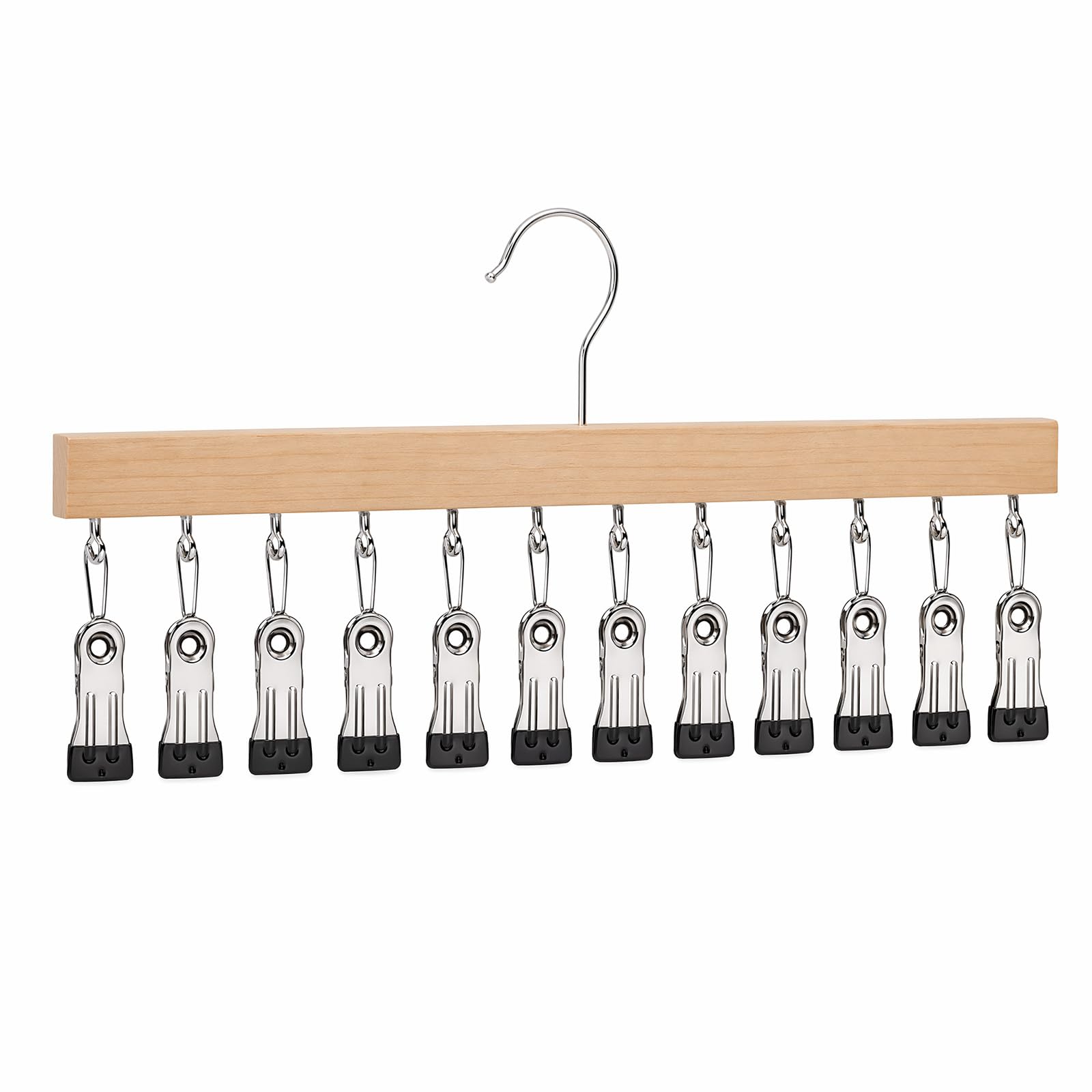 EcoGleam Closet Organizer with Clips Wooden Pants Hat Hangers Bedroom