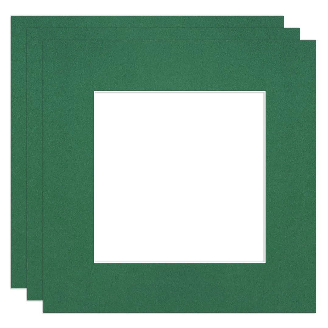 Procut Global 8x8" Emerald Picture Mounts to Fit 5x5" Aperture - Precision Cut Cardboard Photo Mount - Ideal for Frames, Prints, Artwork & Certificates - Sizes & Colours Available - 3 Pack
