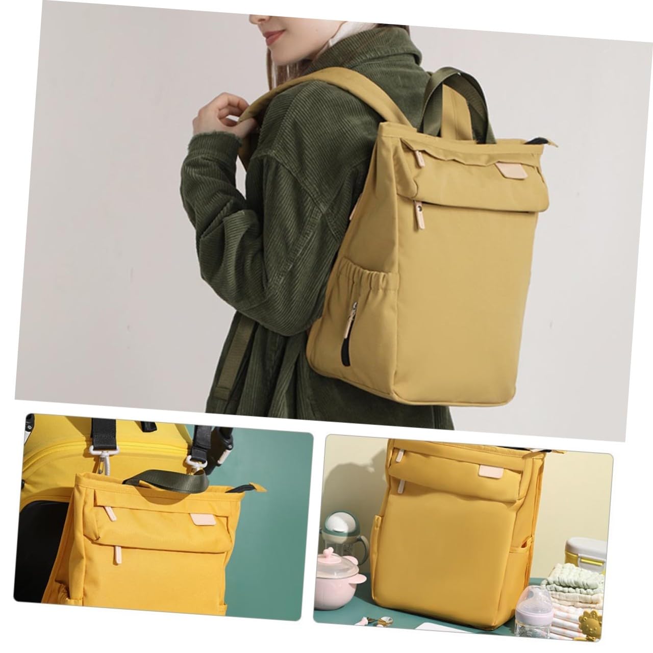 Vaguelly Wickeltasche für Babyausflüge mit Wickelauflage und Vielen Fächern für Windeln Flaschen und Mehr Praktischer Rucksack aus Robustem Material Leicht zu Reinigen für Täglichen