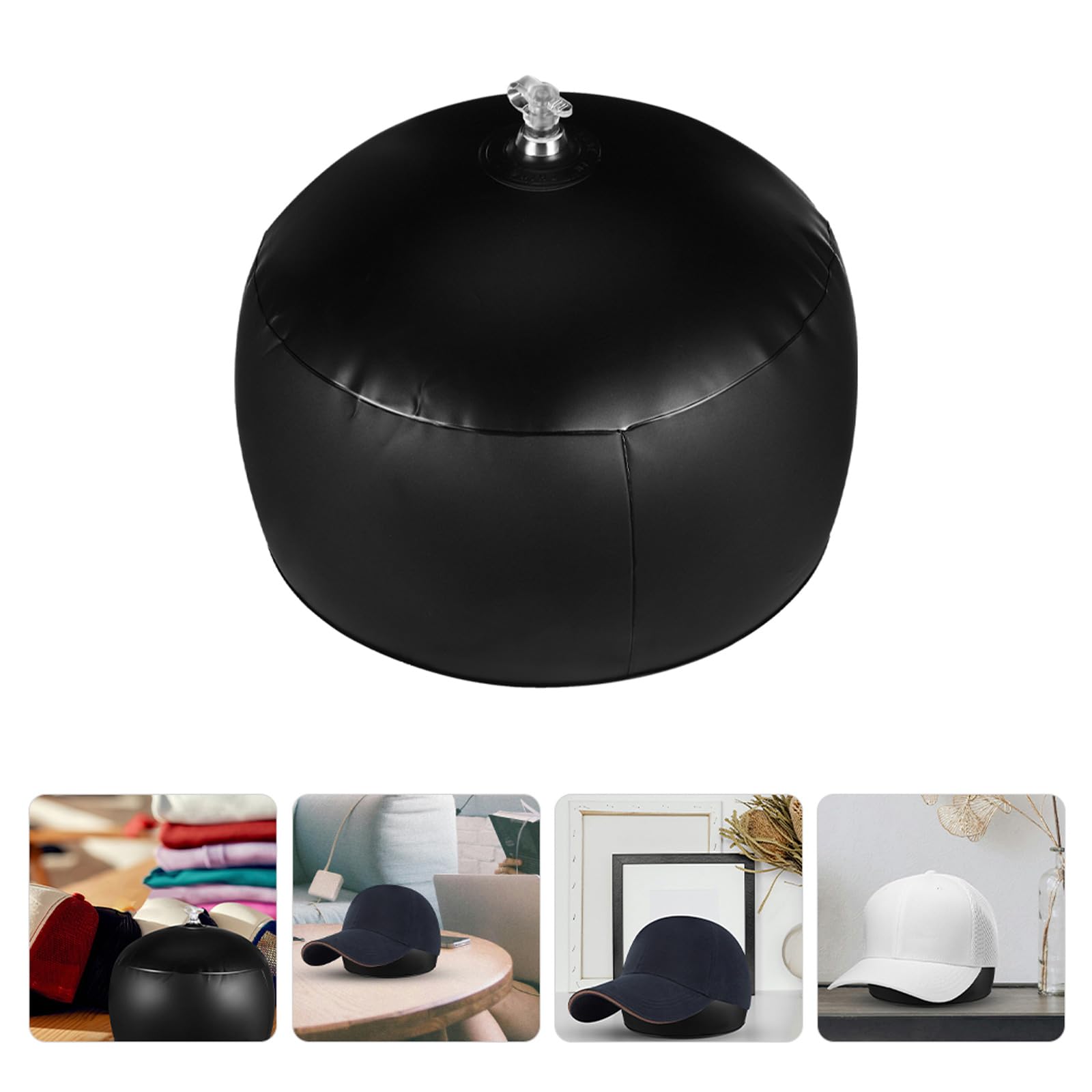 Healvian 2 Pezzi Sagomatore per Cappellino da Baseball in Pvc Nero, Supporto Gonfiabile per Cappelli, Previene la Deformazione, Adatto per Viaggi e Conservazione