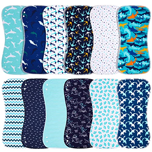 Image of Benoxine Baby Burp Cloths & Baby Bibs 2-in-1 Design Large Size 3 Layers Thicken Cotton Super Absorbent and Soft Baby Spit Up Burping Rags Baby Burp Cloth Set for Boys and Girls Solid 12 Pack