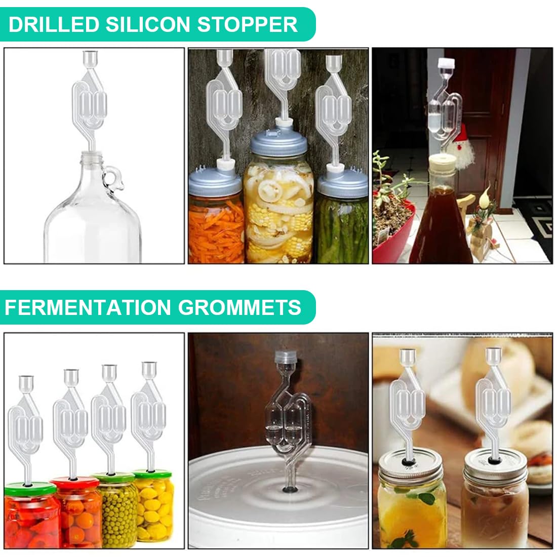 Kit Airlock Per Fermentazione LQI - 2 Pezzi, A Doppia Bolla, Per Birra, Vino, Crauti - Foto 4