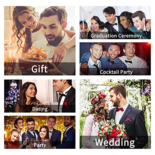Image of HISDERN Bow Ties for Men Pretied Bow Tie Set Paisley Classic Bowties and Pocket Square Cufflinks Set for Wedding Party