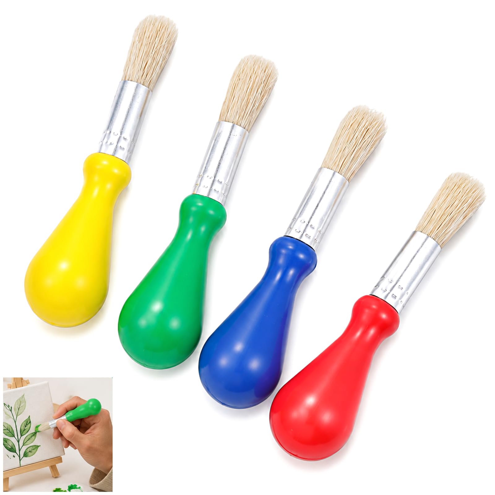 4 Pcs Washable Easy Grip Paintbrush, Kids Easy Grip Brush, Kid Paint Brushe