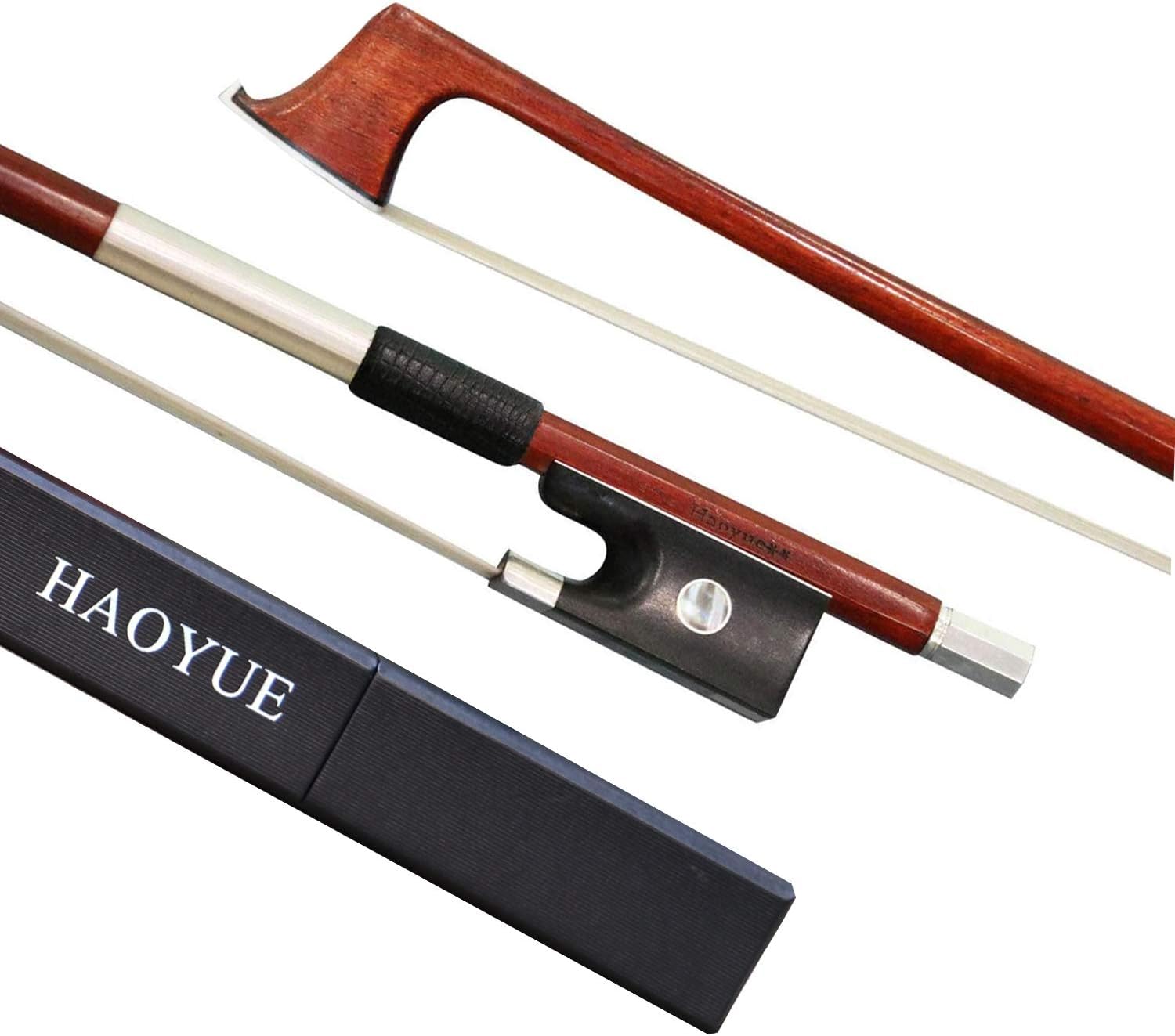 HAOYUE Pernambuco Violin Bow, Violin Bow 4/4 Size Sterling Silver Ebony Frog Mongolian Horse Hair Full Size 4 4 for Professional Player