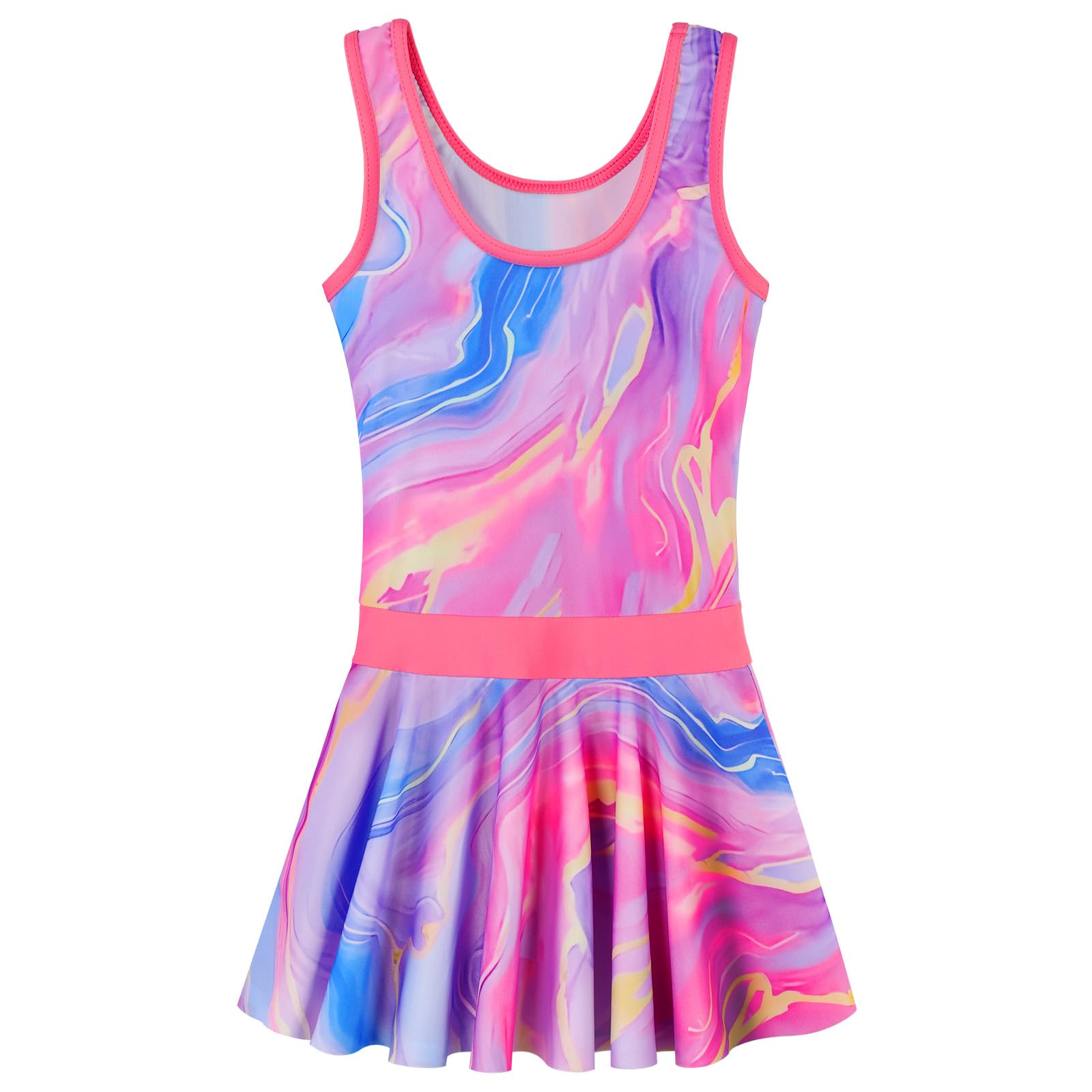Costume da Bagno Ragazza, neonata di Un Pezzo del Costume di Nuoto a Increspatura Strisce