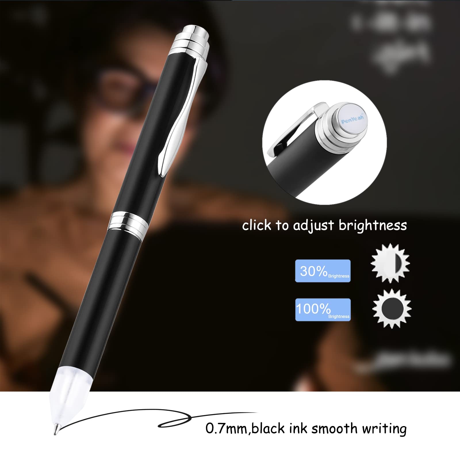 Amazon | Penyeah ライト付きペン先ペン 暗闇で書くためのLEDライト
