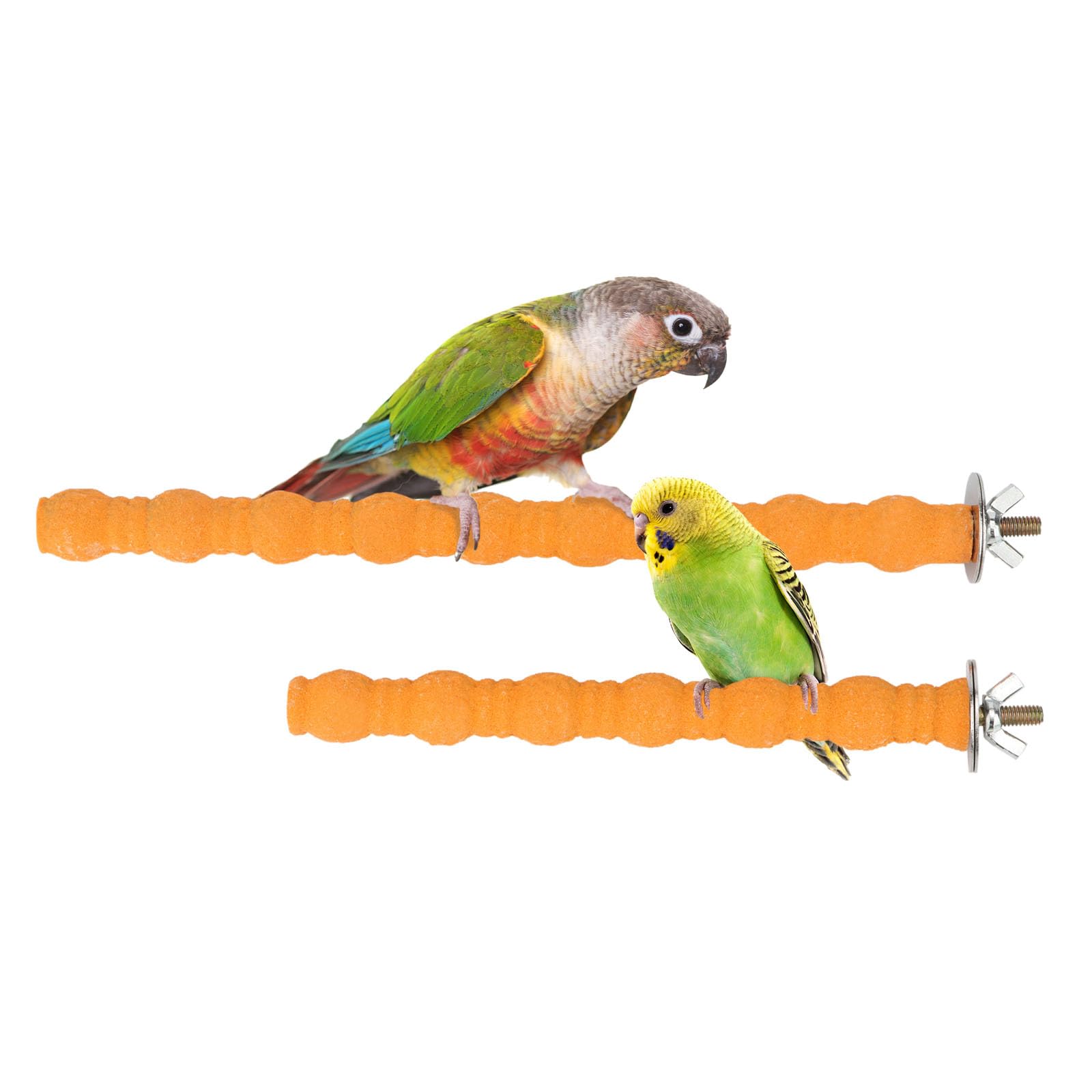 Hypeety Wood Perch Stand Bird Cage Paw Beak Grinding Stick, 2pcs, Orange