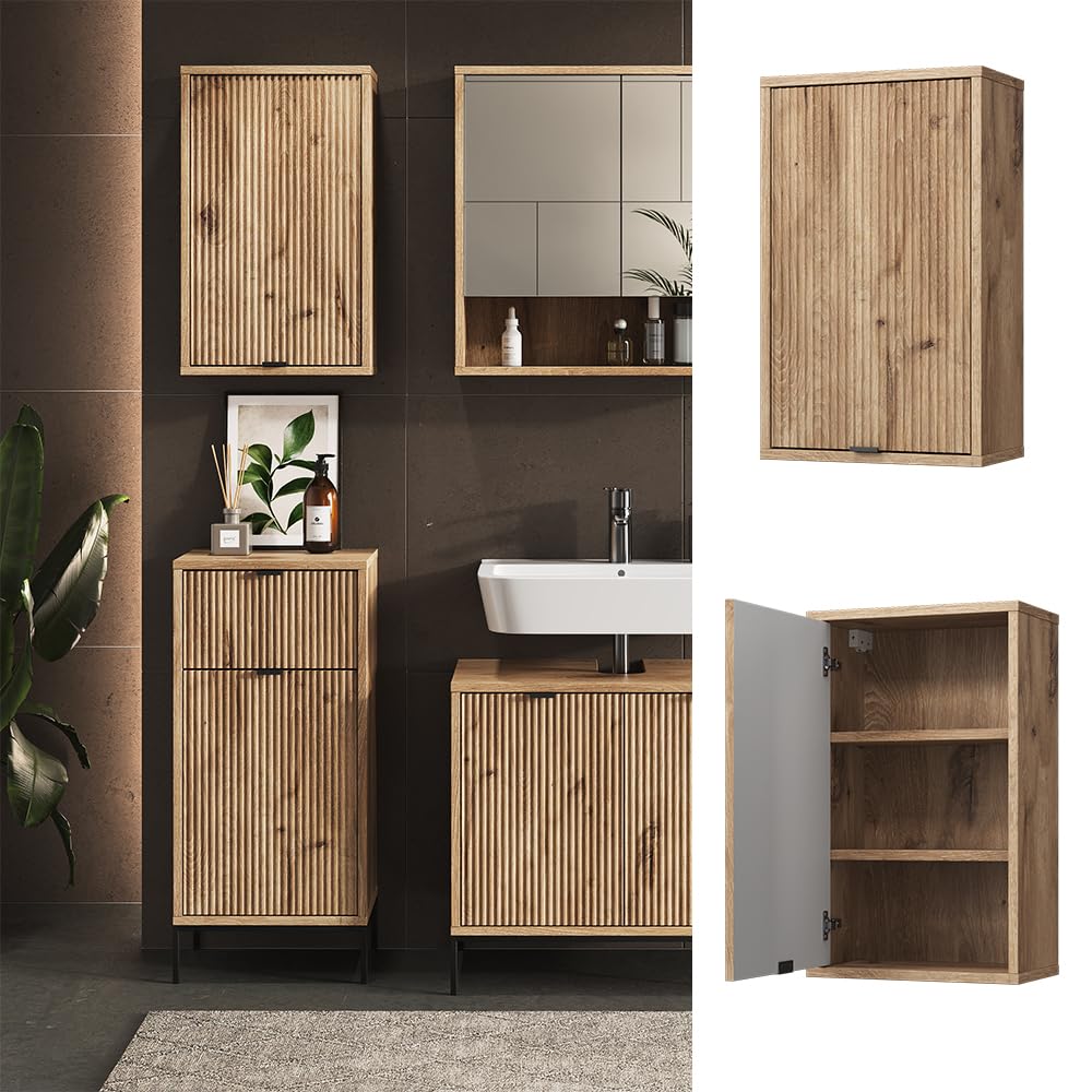 Vicco Mobile da bagno Eliza, Quercia vichinga, 40 x 65 cm con una porta, adatto per l'installazione a parete per riporre accessori da bagno